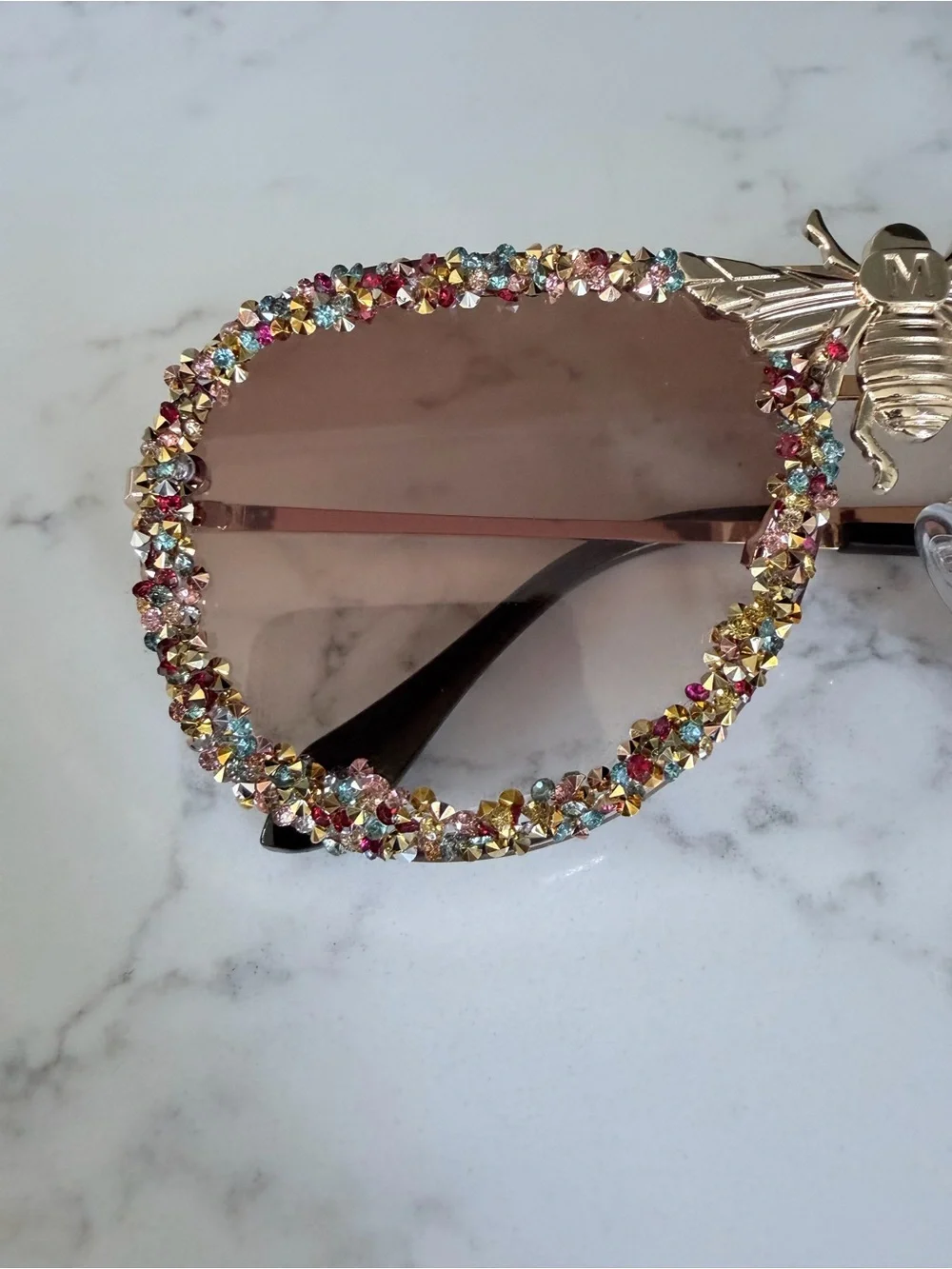 Embellished Gold Bee Multicolor Sunglasses - Women Accessories